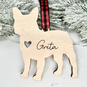 Frenchie Ornament, French Bulldog Christmas Ornament, Frenchie Mom Gifts, French Bulldog Gifts for Her, Personalized French Bulldog, Wood