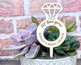 Bridal Shower Plant Tags, Bridal Shower Succulents, Plant Stakes, Bridal Shower Favors Tags, Bridal Shower Decor, Let Love Grow Succulent