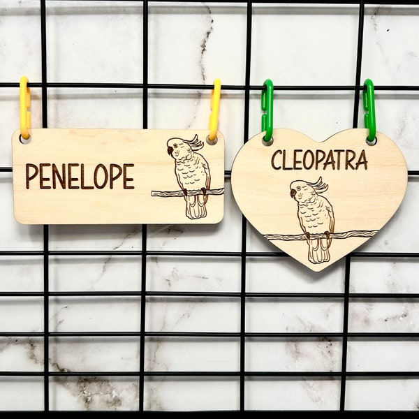 Cockatoo Cage Sign, Parrot Accessories, Parrot Decor, Parrot Gifts, Pets Name Sign, Personalized Cage Sign, Parrot mom, Parrot sign, Custom