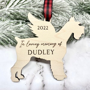 Miniature Schnauzer Memorial Ornament, Miniature Schnauzer Angel Wings, Loss of Miniature Schnauzer, Miniature Schnauzer Gift, Wood Ornament