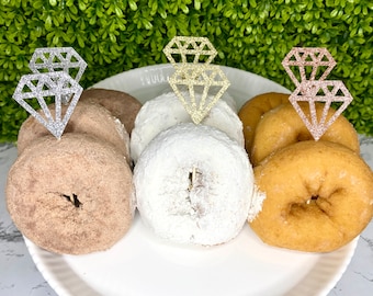 12 Diamond Donut Topper, Donut Topper Diamond, Diamond Ring Donut, Ring Donut Topper, Donut Bridal Shower, Donut Diamond Topper