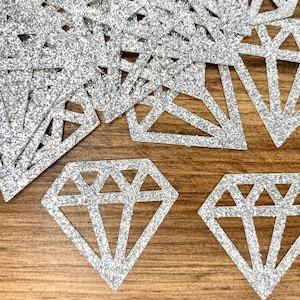 50 confeti de diamantes, corte de diamante, decoración para despedida de soltera, fiesta de compromiso, confeti para despedida de soltera, decoración para fiesta de diamantes, dorado, plateado