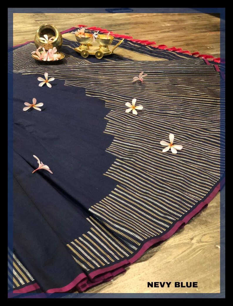 saree dress Blue Kanchipuram Pure silk handloom saree and blouse for women saree indian saree dress for women traditional saree