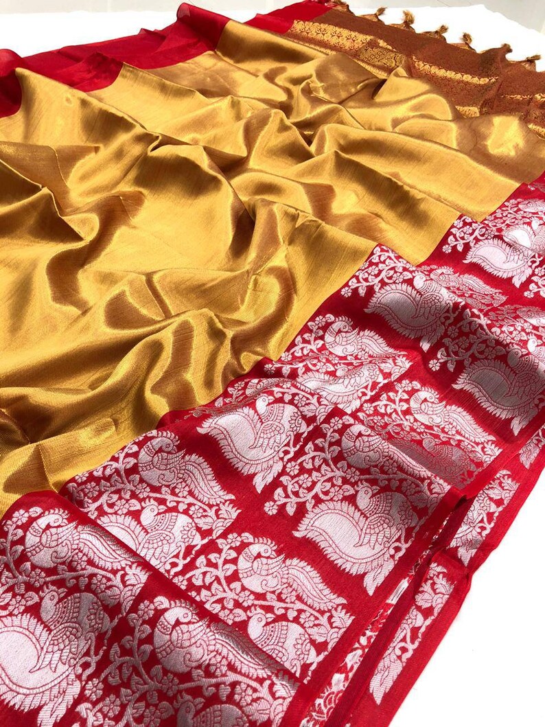 sari Saree indian saree kora muslin weaving saree and blouse for women designer Saree wedding saree saris saree dress golden saree