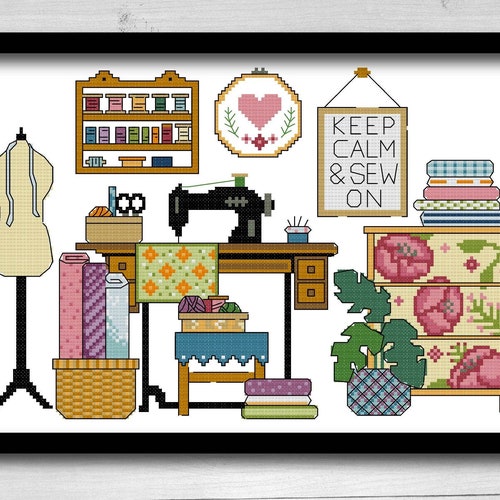 Sewing Room Cross Stitch Pattern Sewing Machine Cross Stitch Etsy UK