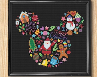 Schema punto croce Natale Schema punto croce Babbo Natale Punto croce inverno Pupazzo di neve Schema punto croce PDF