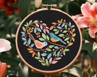 Bird Cross Stitch Pattern Love Cross Stitch Pattern Bird Plant Cross Stitch Modern Cross Stitch Pattern PDF