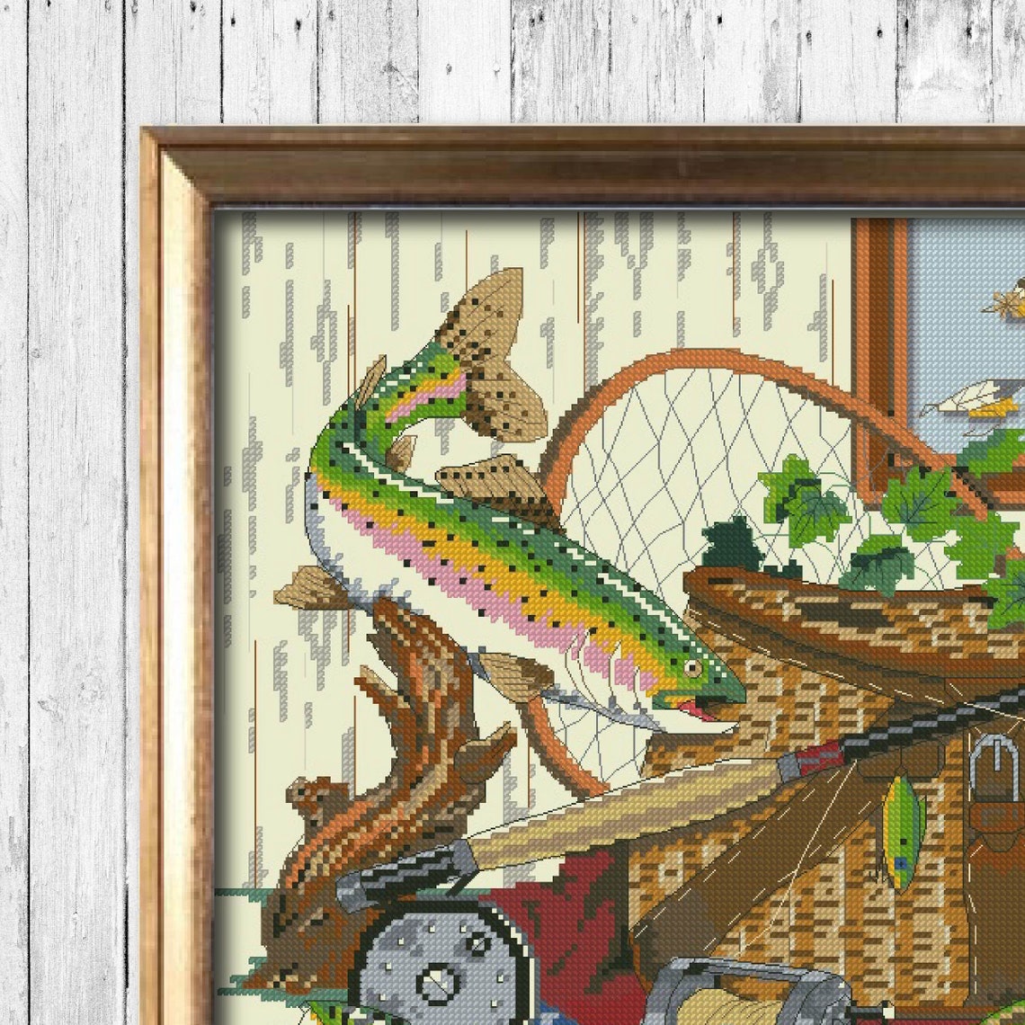 Fishing Cross Stitch Pattern Fish Cross Stitch Pattern Fishing Etsy