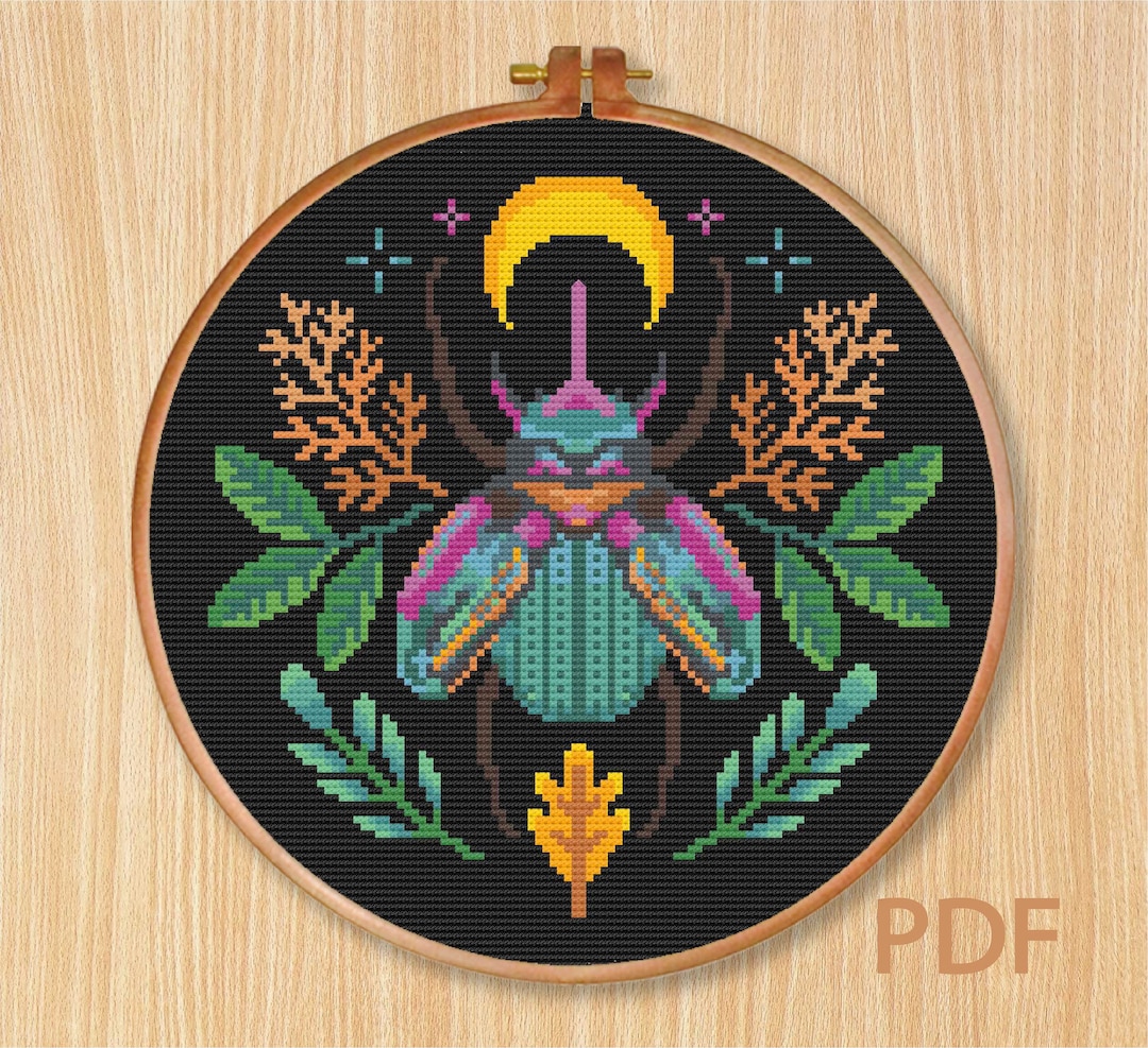 Beetle Cross Stitch Pattern Beetle Plant Cross Stitch Pattern Etsy