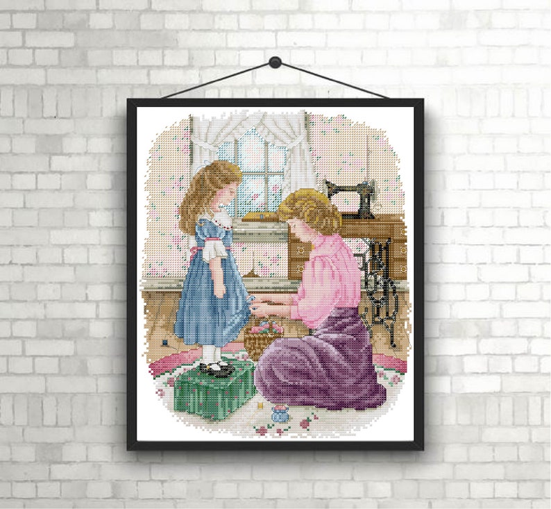 Mother and Daughter Cross Stitch Pattern Modern Cross Stitch Etsy
