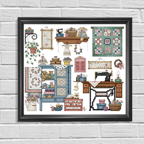 Sewing Room Cross Stitch Pattern Sewing Machine Cross Stitch Etsy