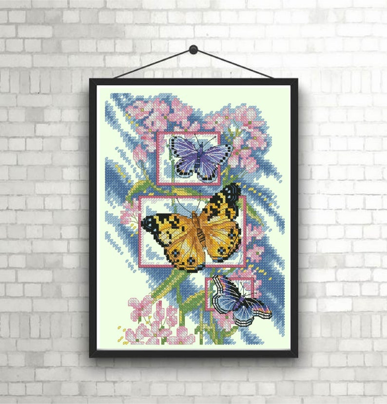 Butterfly Cross Stitch Pattern Butterflies Cross Stitch Pattern Spring X Stitch Flowers PDF Pattern