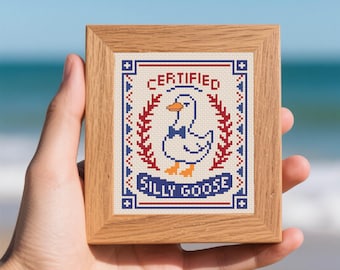 Silly Goose Certified Cross Stitch Pattern Cute Goose Cross Stitch Tiny Cross Stitch PDF