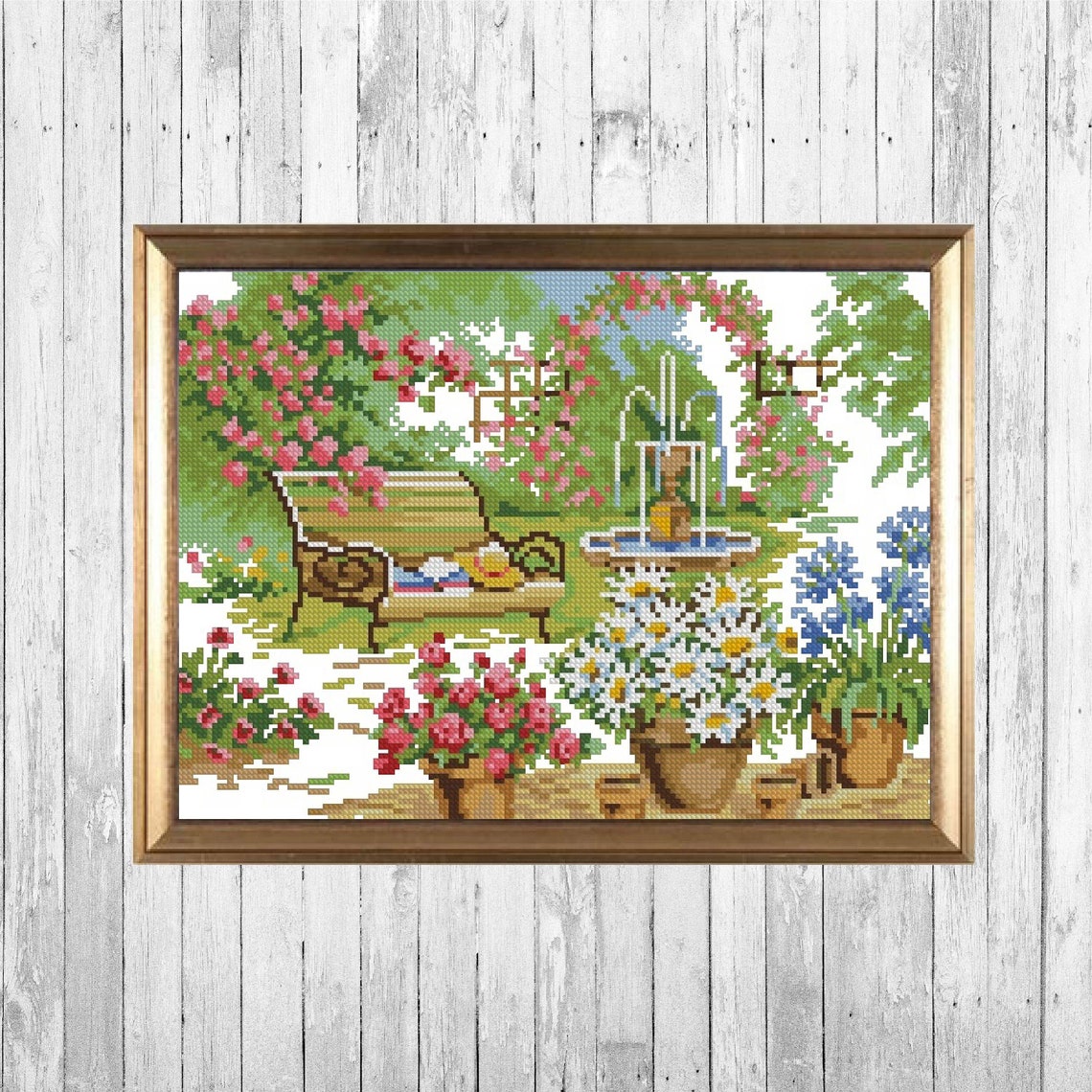 Garden Cross Stitch Pattern Flower Cross Stitch Pattern Spring Etsy