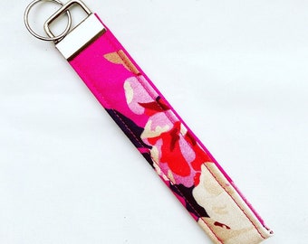 Hot Pink Joules Floral Keyring Wristlet // Keyring fob, Key accessory, New home keyring, Car keyring, Teacher gift, Gifts for her, Joules