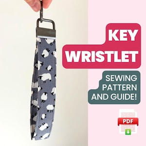 Patrón de costura para llavero de pulsera / Descarga digital / Llavero DIY / Proyecto de costura para principiantes / Llavero de pulsera / Guía de costura fácil