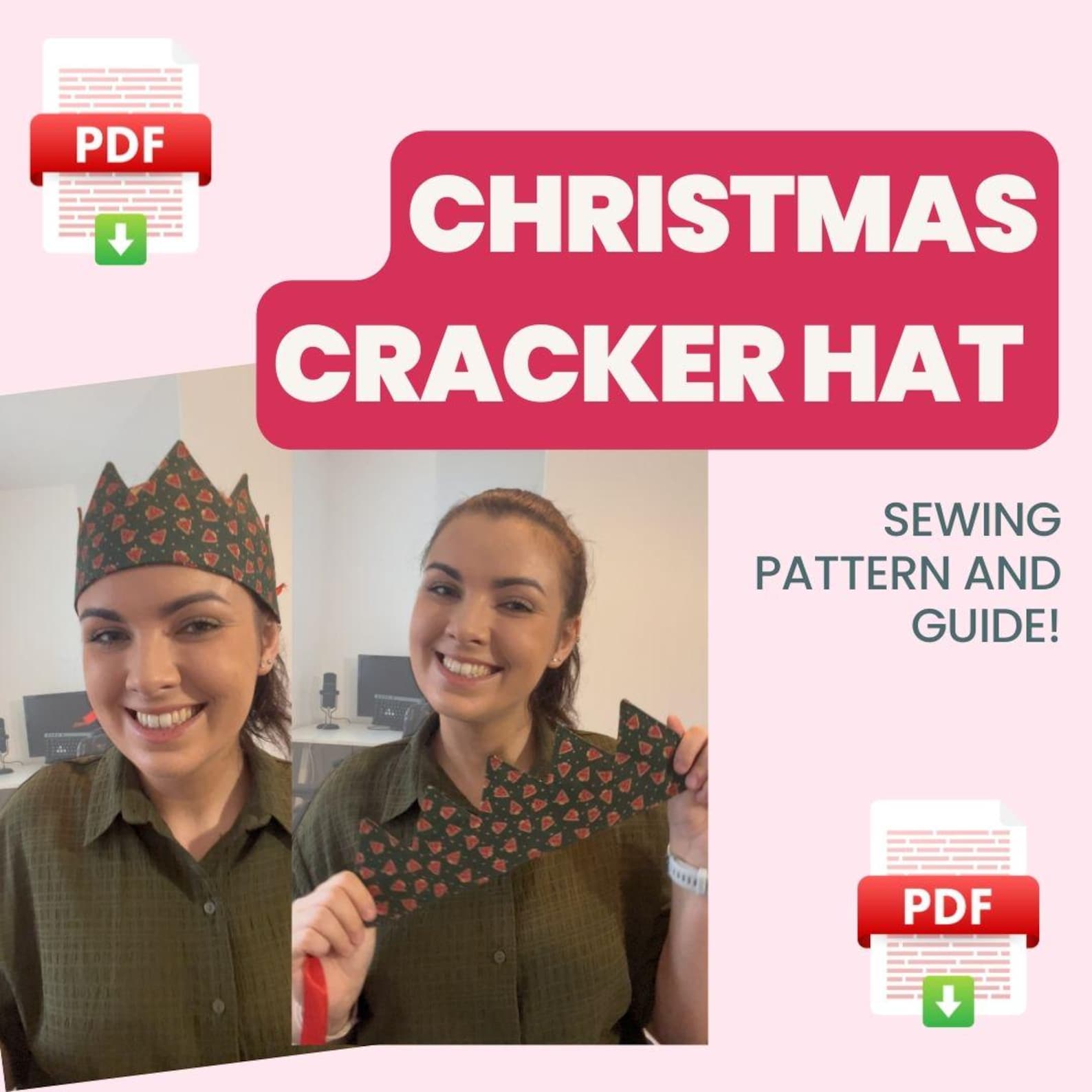 Shaker Hat Patterns Christmas Cracker Hat Sewing Pattern: Festive Fabric Hats (digital ...