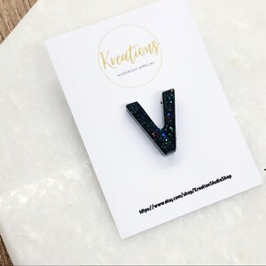 Personalized initial stud earrings, Mini Resin Initials Letters Earrings, Customisable, Sterling silver post earring, Unique Gift For Her. Black