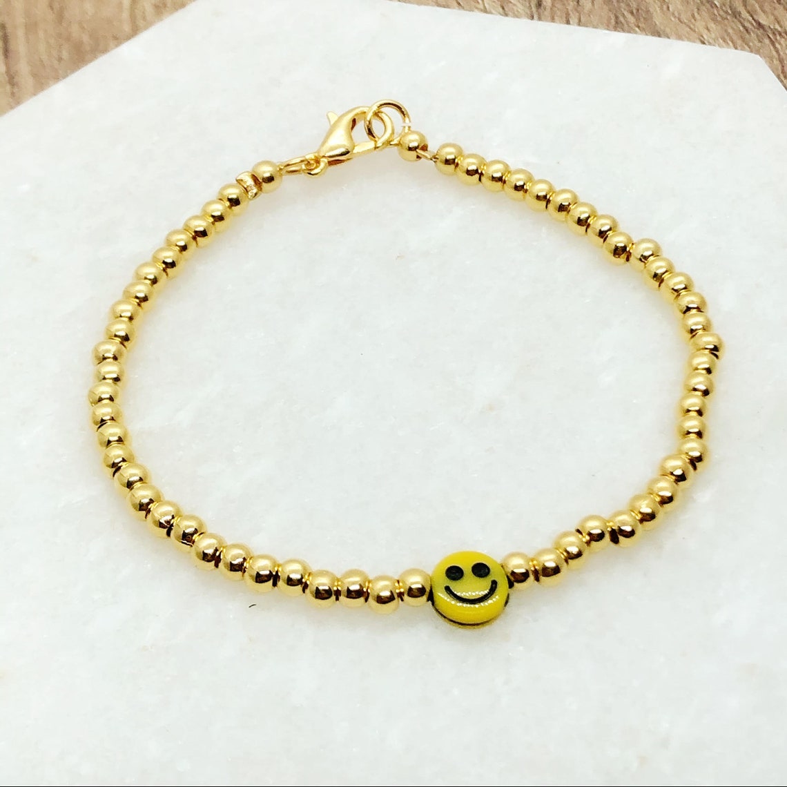 Smiley Bracelet gold silver rosegold happy bracelet with | Etsy