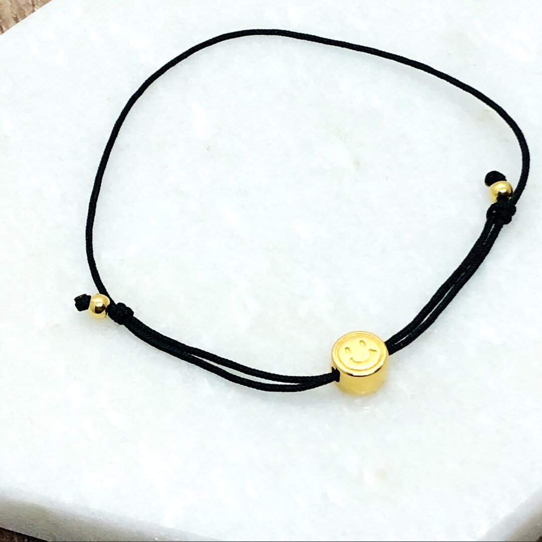 Colourful Smiley Bracelet, Adjustable Happy Bracelet With Golden