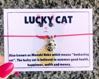 Lucky cat bracelet, Friendship Bracelets, Charm Bracelet, Best Friend Bracelet, Friend Jewellery, Gift For Friend, Maneki Neko, wish bracele