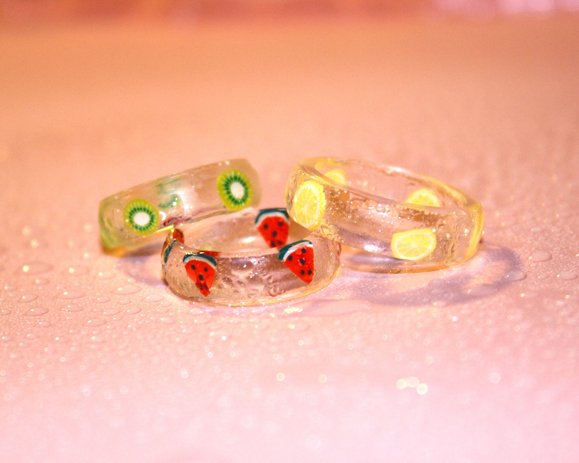 Cute Fruit Rings Handmade Fruity Rings Lemon Etsy