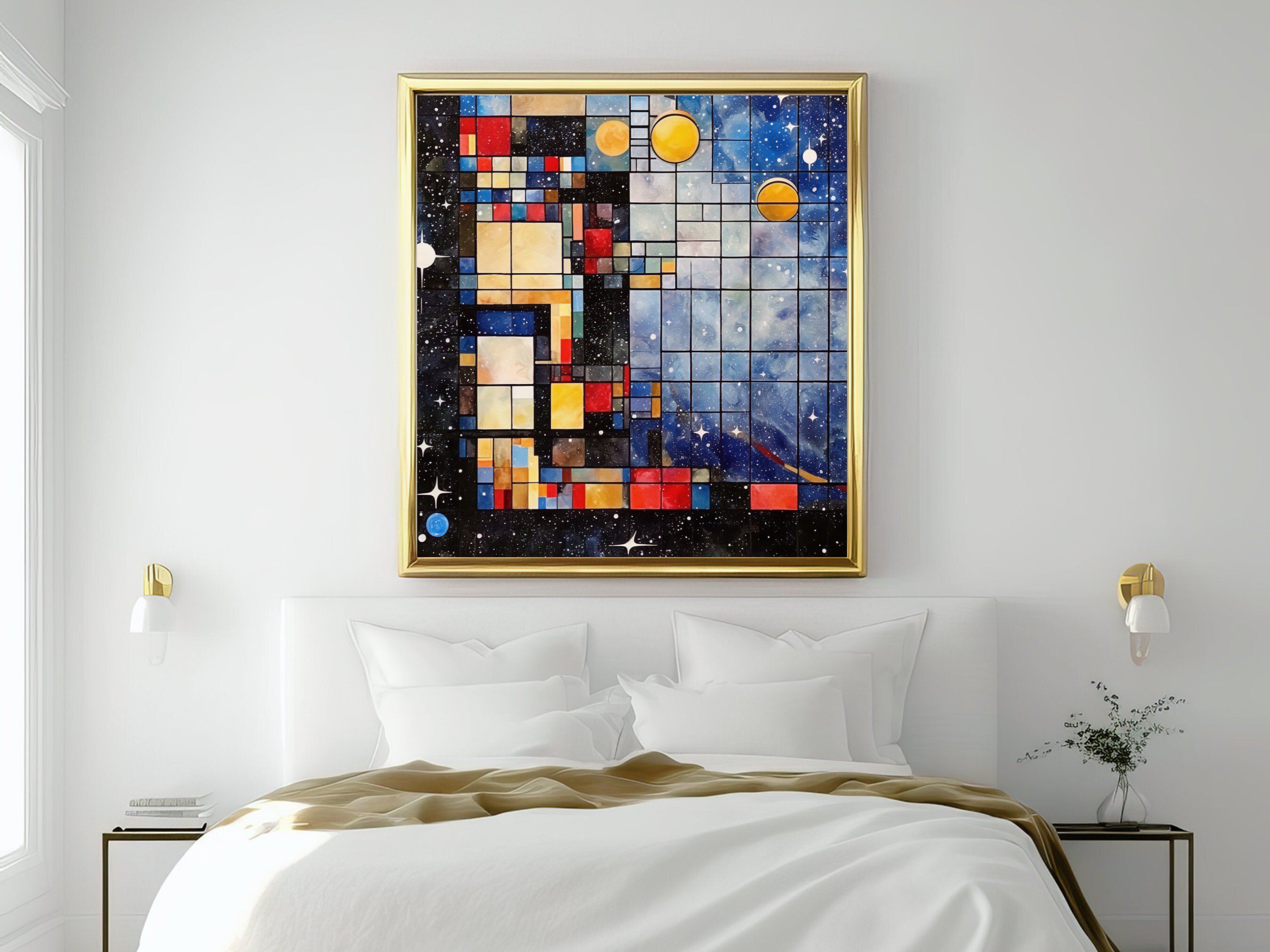 The Solar System in Mondrian Style Poster Celestial Art Print Geometric ...