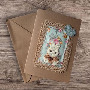 Textile Art Karte, Stoff Grußkarte, Patchwork Karte, Blanko Grußkarte, Geburtstagskarte