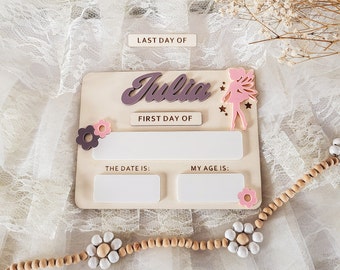 Personalised Fairy Reusable First & Last Day of School Memory Board, Enchanted Memories Yearly School Sign, Custom Wooden Preschool Keepsake