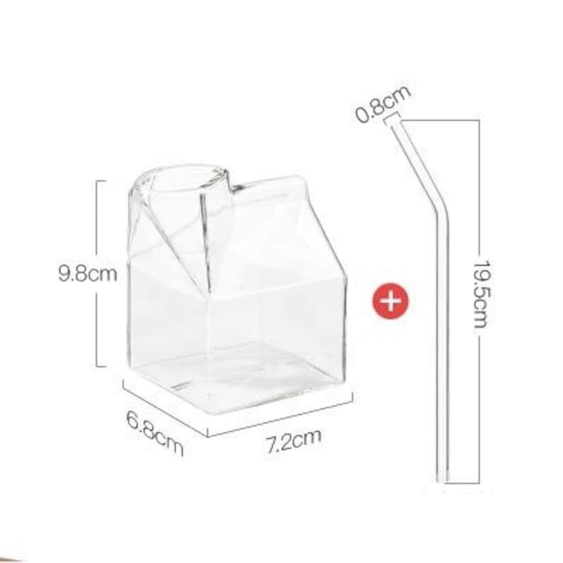 Milk Glass Carton Cup With Glass Straw and Without Glass Straw Etsy