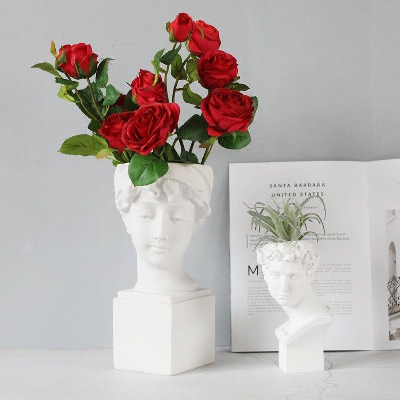 Roman Human Bust Flower Vase Reproduction Art Centrepiece Etsy