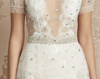 Sparkly Swarovski Crystal 'Aurora' Bridal Sash By Emmy London