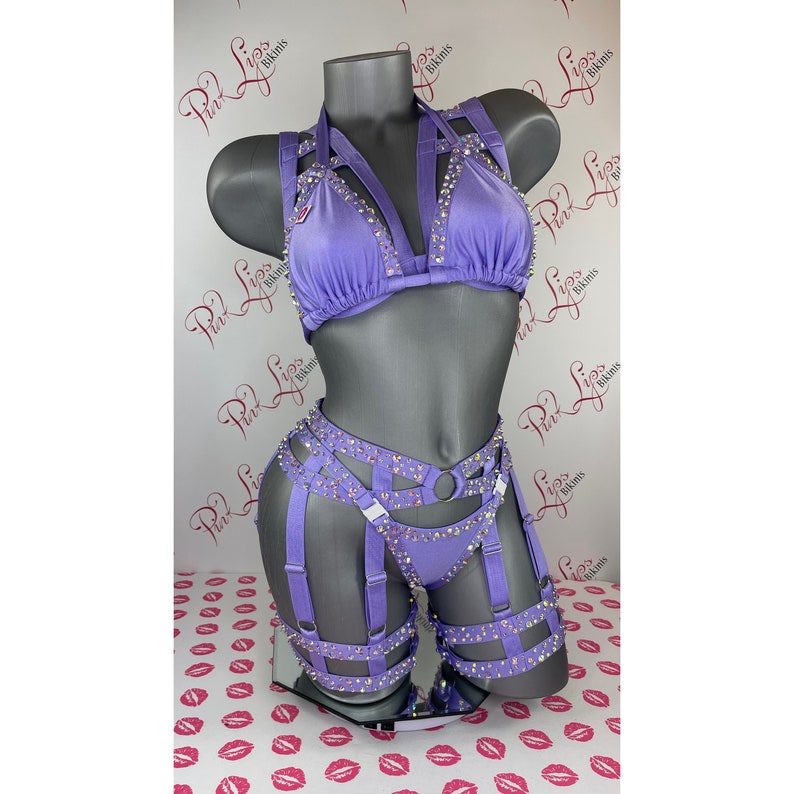 Swarovski Unique Lavender Lingerie 4 piece Set image 1