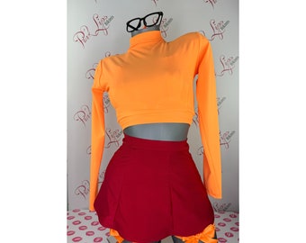 Women’s Ms. Velma Inspired Cosplay Costume Orange Red