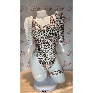 White Beige Black Leopard Mesh 7 piece
