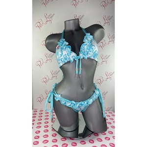 Swarovski Bikini Floral Blue White Pinklips Bikini