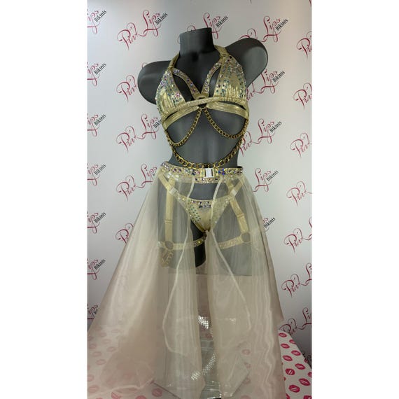 Swarovski Unique Gold Chain Lingerie Skirtb5 Piece Set - Etsy