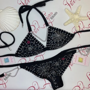 Swarovski Spider Web Pinklips Bikini Black Silver
