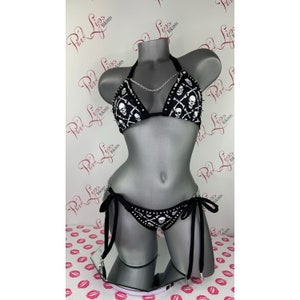 Swarovski Spiked Skull Badass Bikini Pinklips