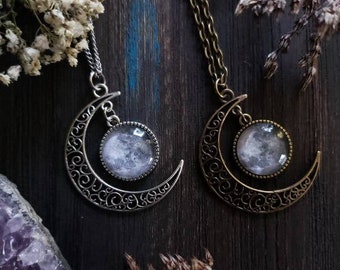 Moon Necklace, Luna Necklace, Witchy Necklace, Full Moon Choker, Celestial Necklace, Lunar Jewelry, Gift for Witch, Pagan Jewelry