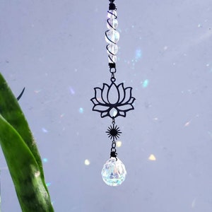 Lotus Car Charm, Crystal Car Charm, Boho Car Charm, Hippie Car Decor, Car Mirror Charm, Suncatcher for Car, New Car Gift, Prism Suncatcher