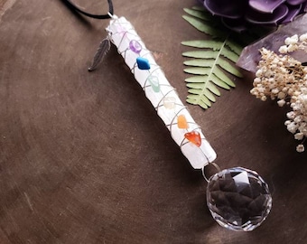 Chakra Decor, Crystal Car Charm, Selenite Decor, Hippie Car Charm, Crystal Suncatcher, Boho Car Charm,  Mirror Car Charm, Boho Gift Idea