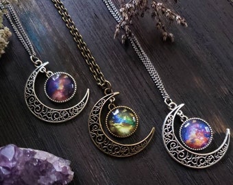 Nebula Necklace, Moon Necklace, Witchy Necklace, Galaxy Necklace, Planetary Necklace, Boho Necklace, Celestial Necklace, Hippie Necklace