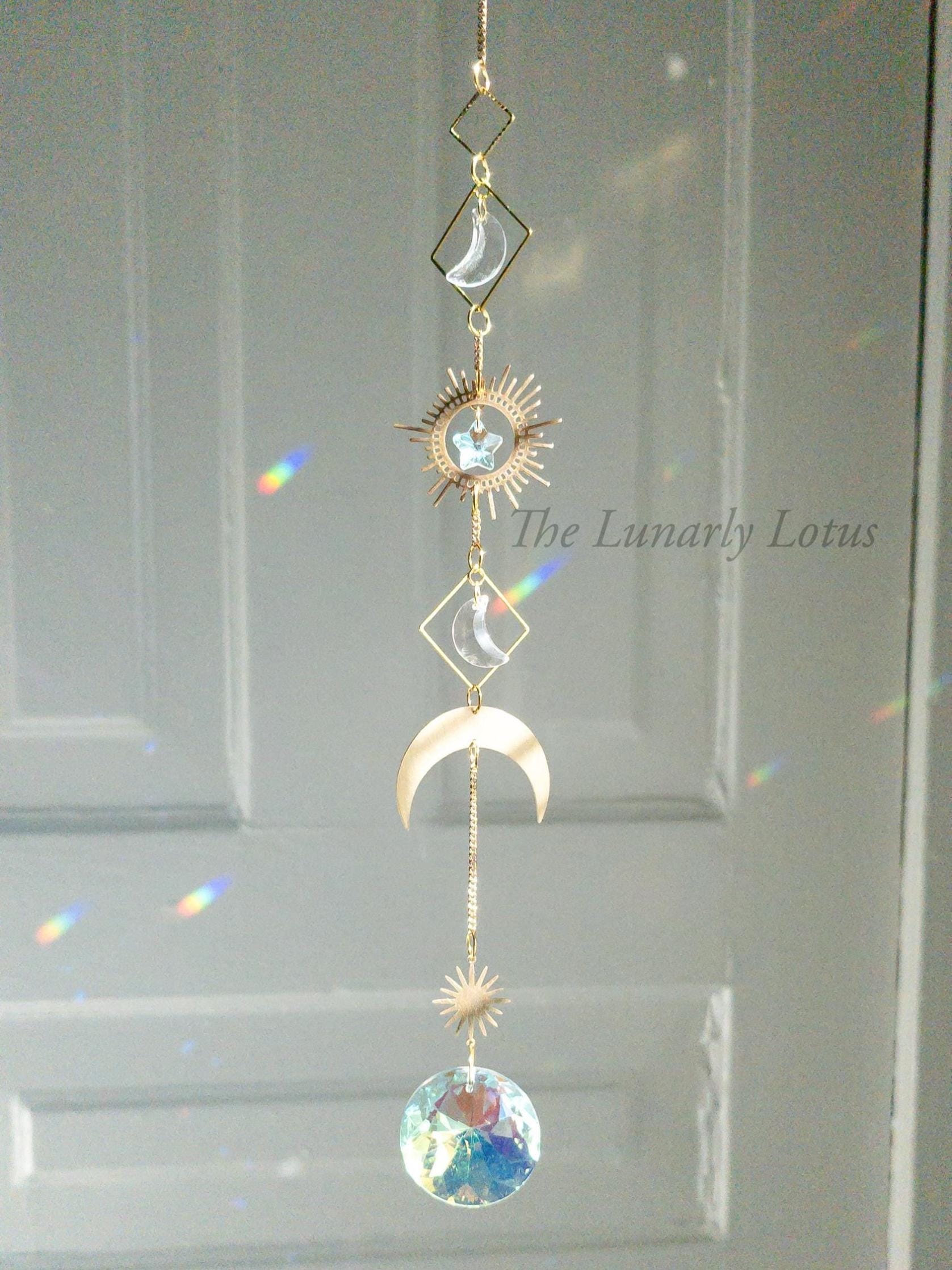 Moon Suncatcher, Boho Suncatcher, Window Crystal, Rainbow Maker ...