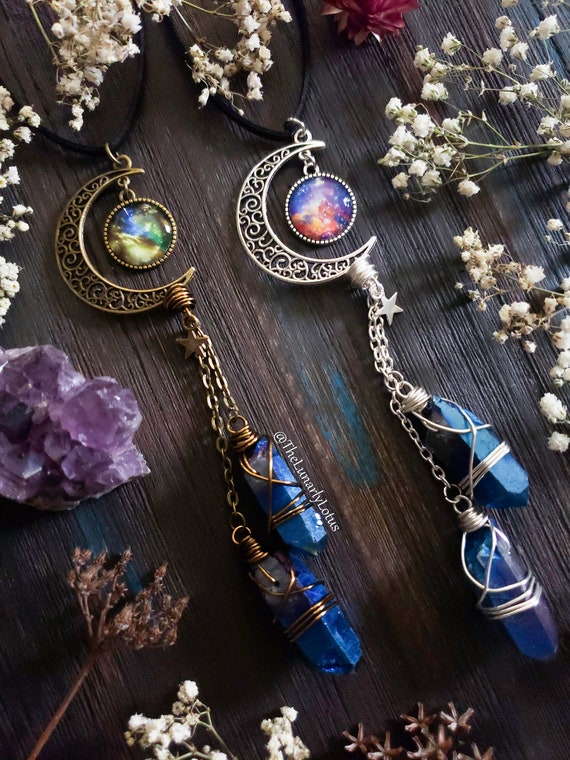 Witchy Car Charm, Moon Car Charm, Nebula Car Charm, Galaxy Car Charm, Space Car Charm, Blue Car Charm, Boho Gift Idea, Handmade Gift Idea