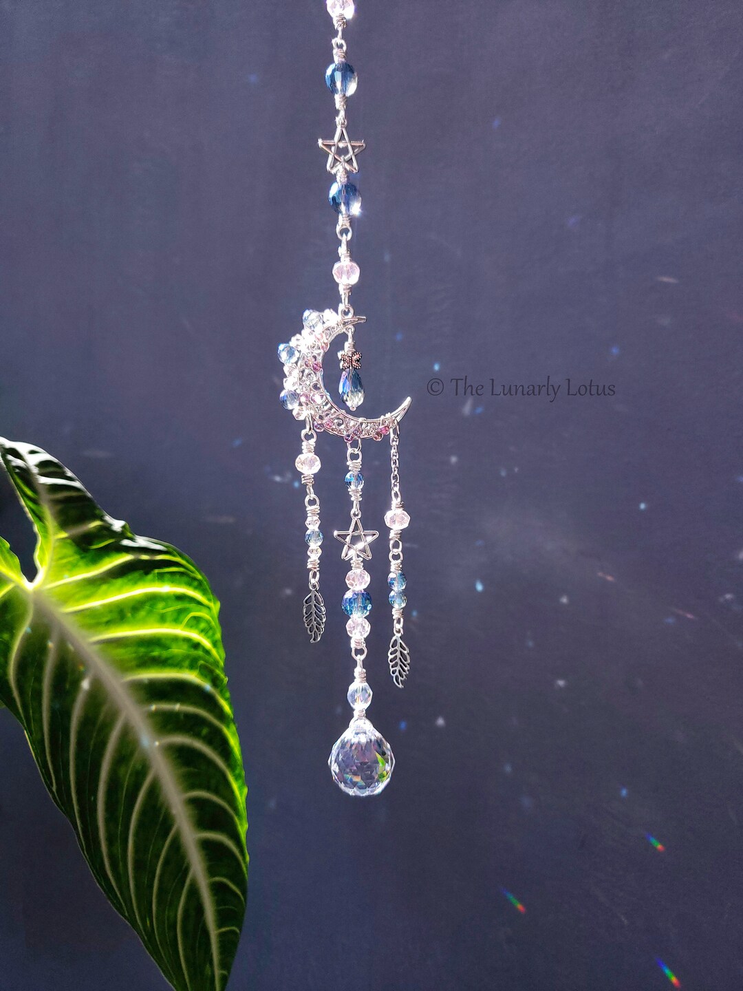 Blue Suncatcher, Moon Suncatcher, Silver Suncatcher, Celestial Decor