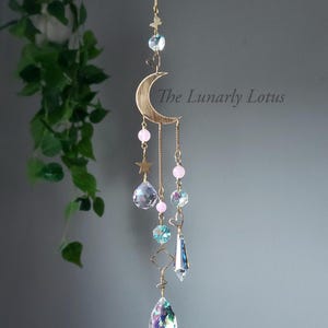 Moon Suncatcher, Celestial Suncatcher, Gold Suncatcher, Rose Quartz Decor, Window Suncatcher, Heart Suncatcher, Star Suncatcher, Witchy Gift