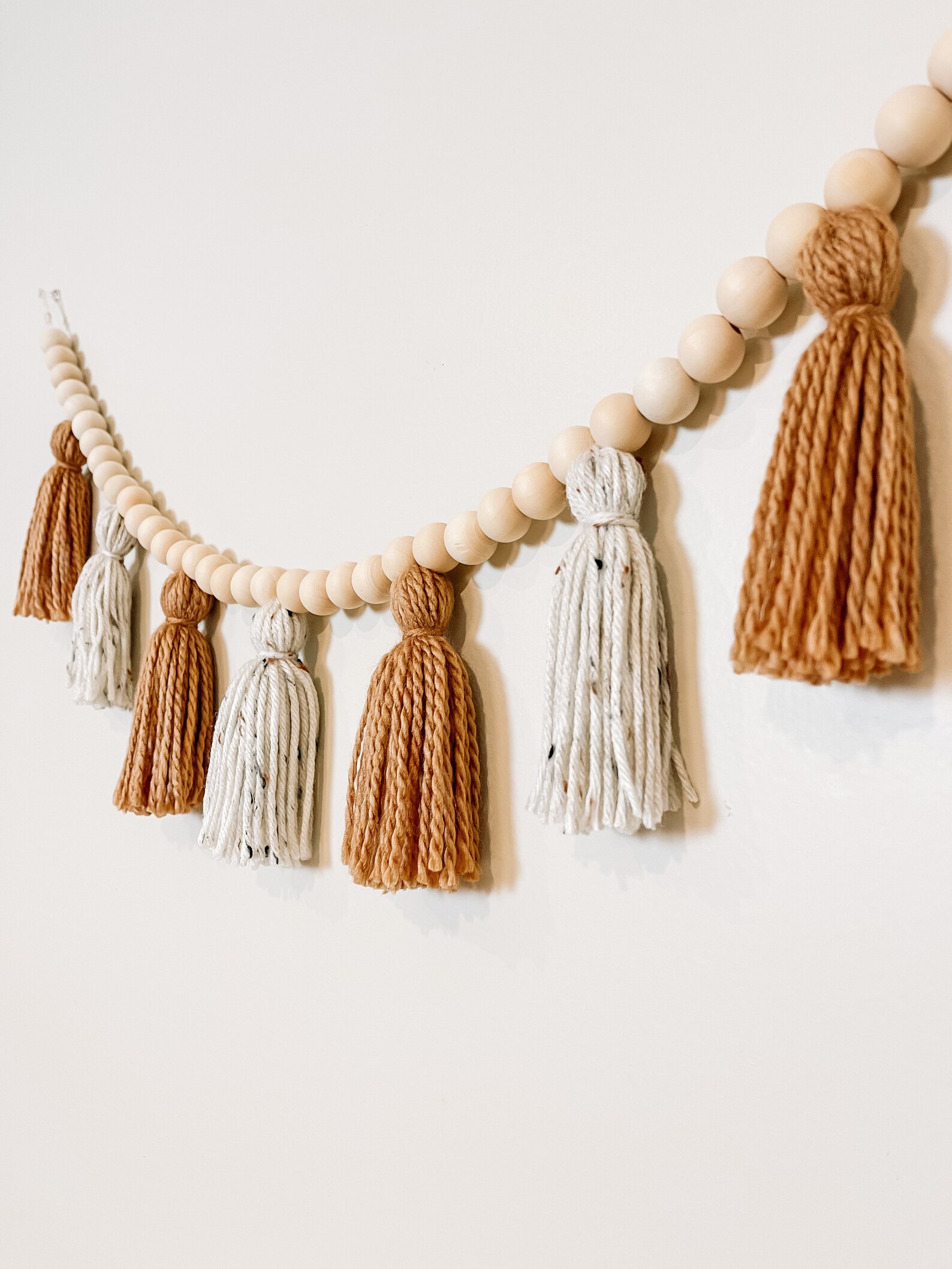 Boho Tassel Garland Wood Bead Garland Tassel Wall Hanging Etsy
