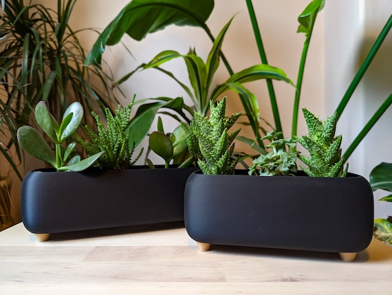 Black Rounded Rectangle Plant Pot With Feet, Modern Indoor Planter, 3D  Printed Eco Friendly PLA - Etsy