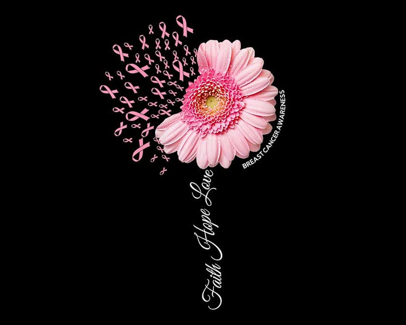 Faith Hope Love Pink Ribbon Flower PNG Breast Cancer | Etsy